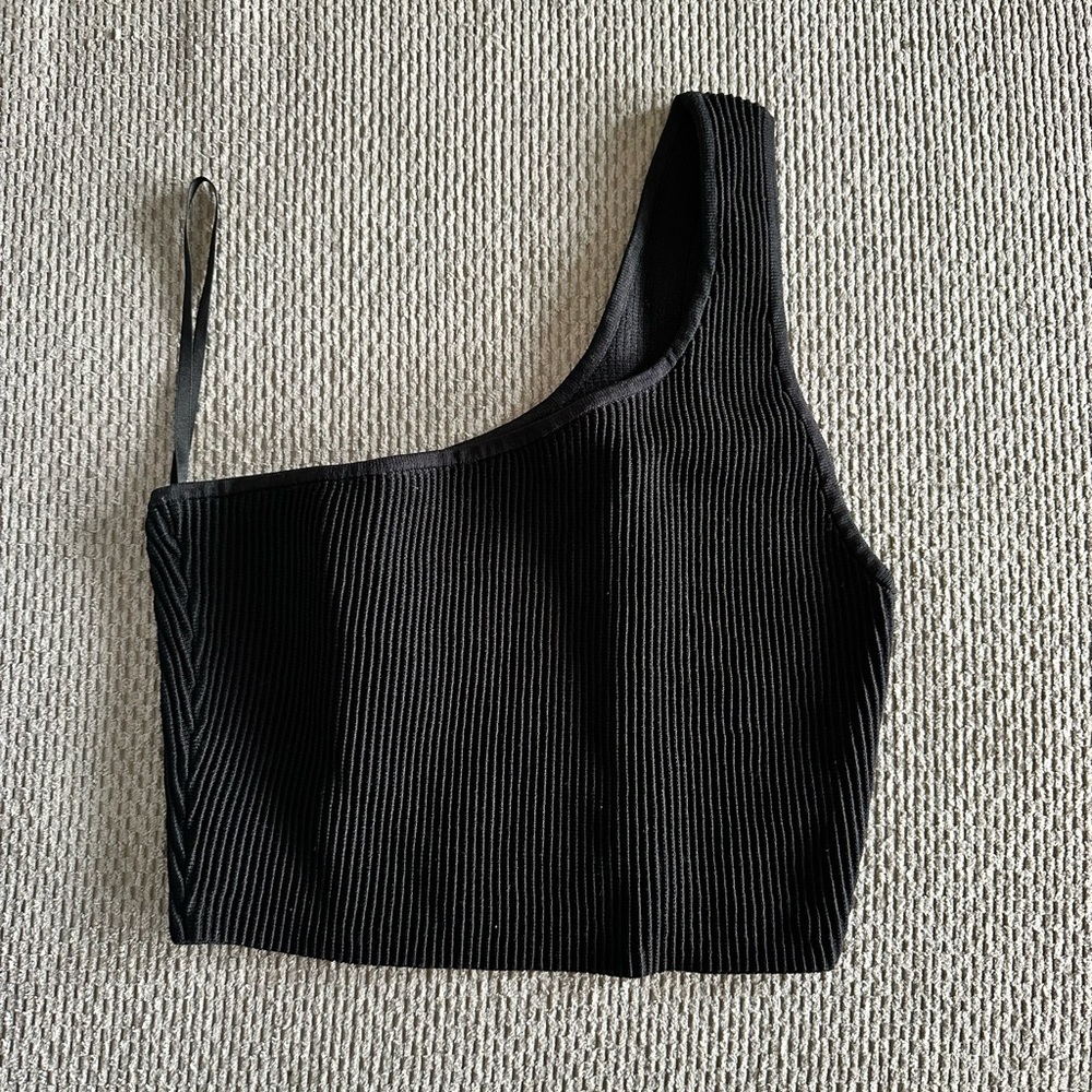 Sculpt Knit One Shoulder Cropped Tank